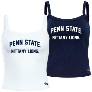 women's white and navy crop tank tops Penn State Nittany Lions